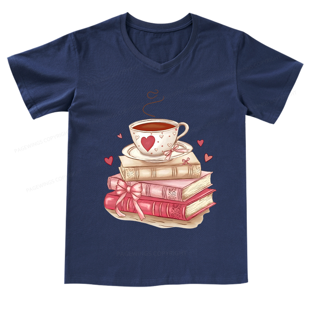 Pagewings Book Lover Valentine Sweatshirt V-neck T-shirt