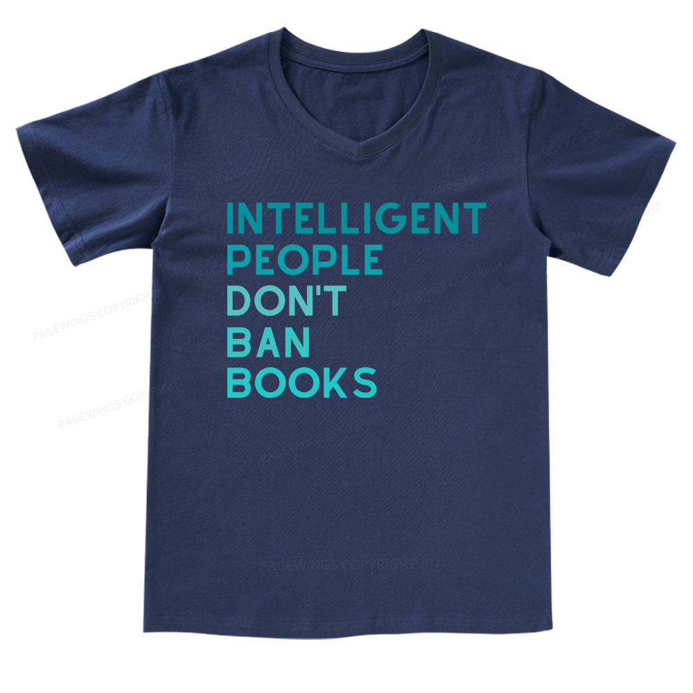 Pagewings Intelligent People Don't Ban Books V-neck T-shirt