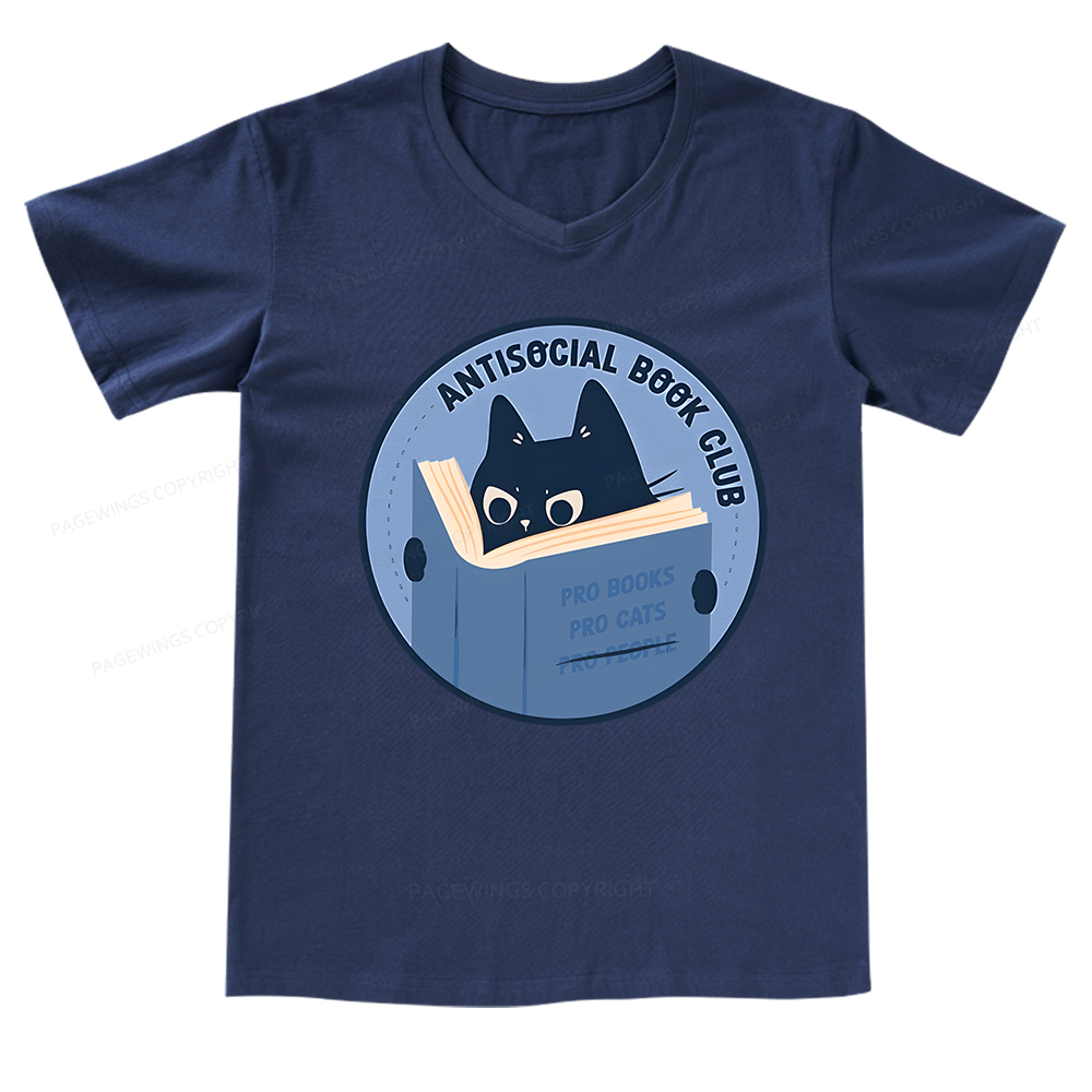 Pagewings Anitisocial Book Club T-Shirt V-neck T-shirt