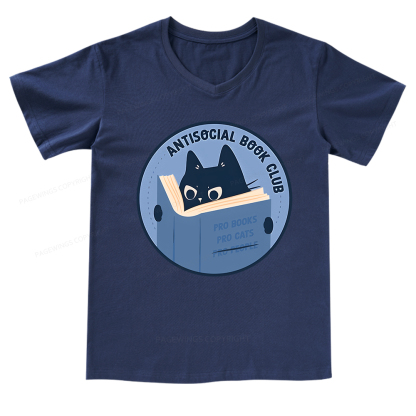 Pagewings Anitisocial Book Club T-Shirt V-neck T-shirt