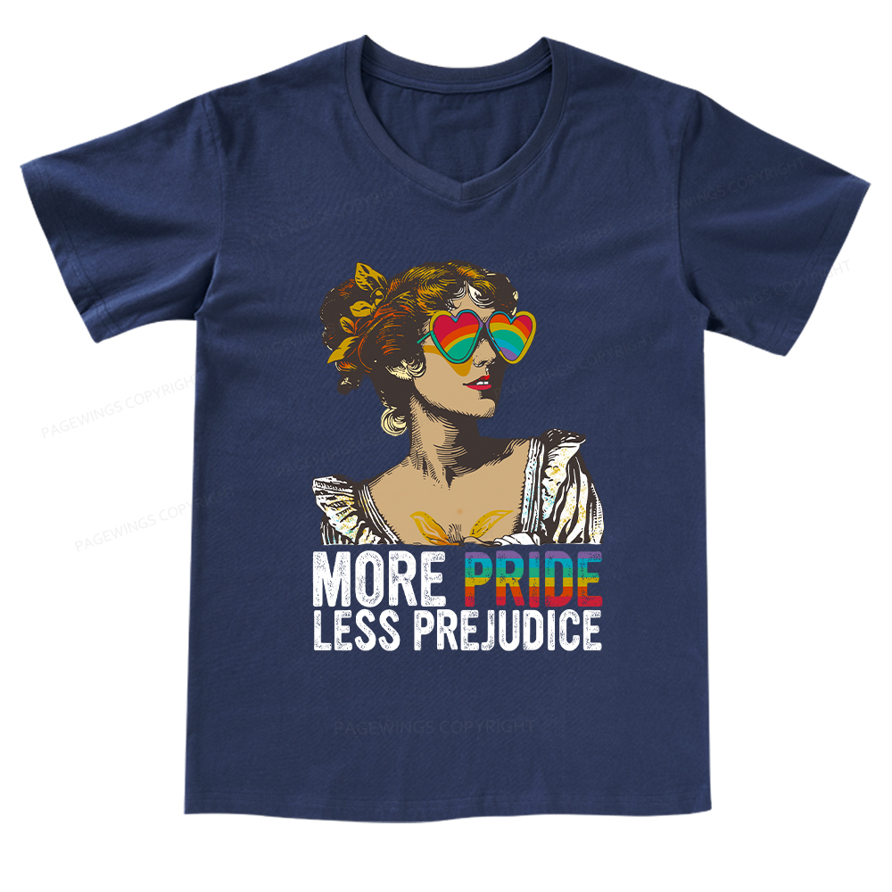 Pagewings More Pride Less Prejudice V-neck T-shirt