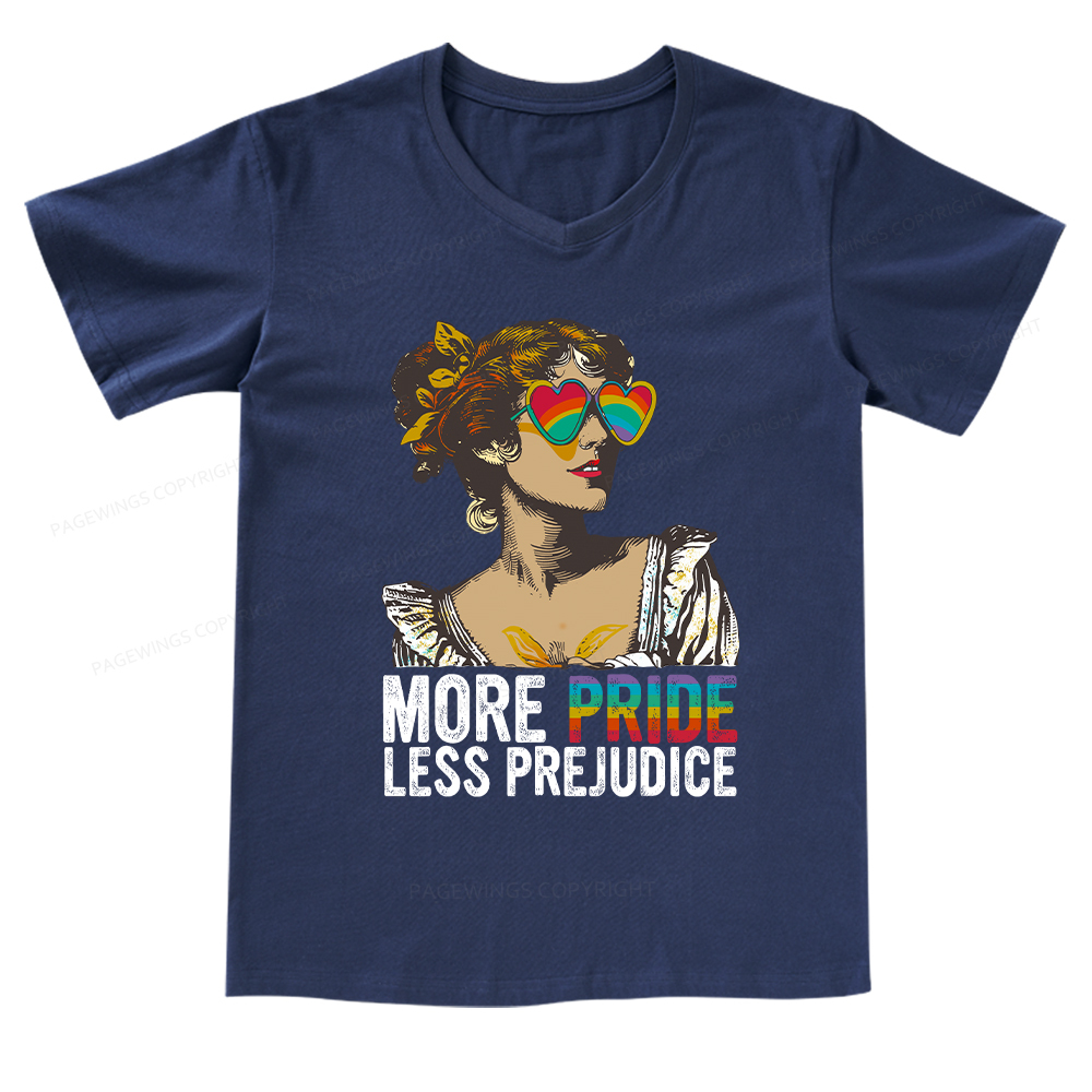 Pagewings More Pride Less Prejudice V-neck T-shirt