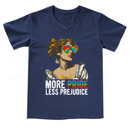 Pagewings More Pride Less Prejudice V-neck T-shirt