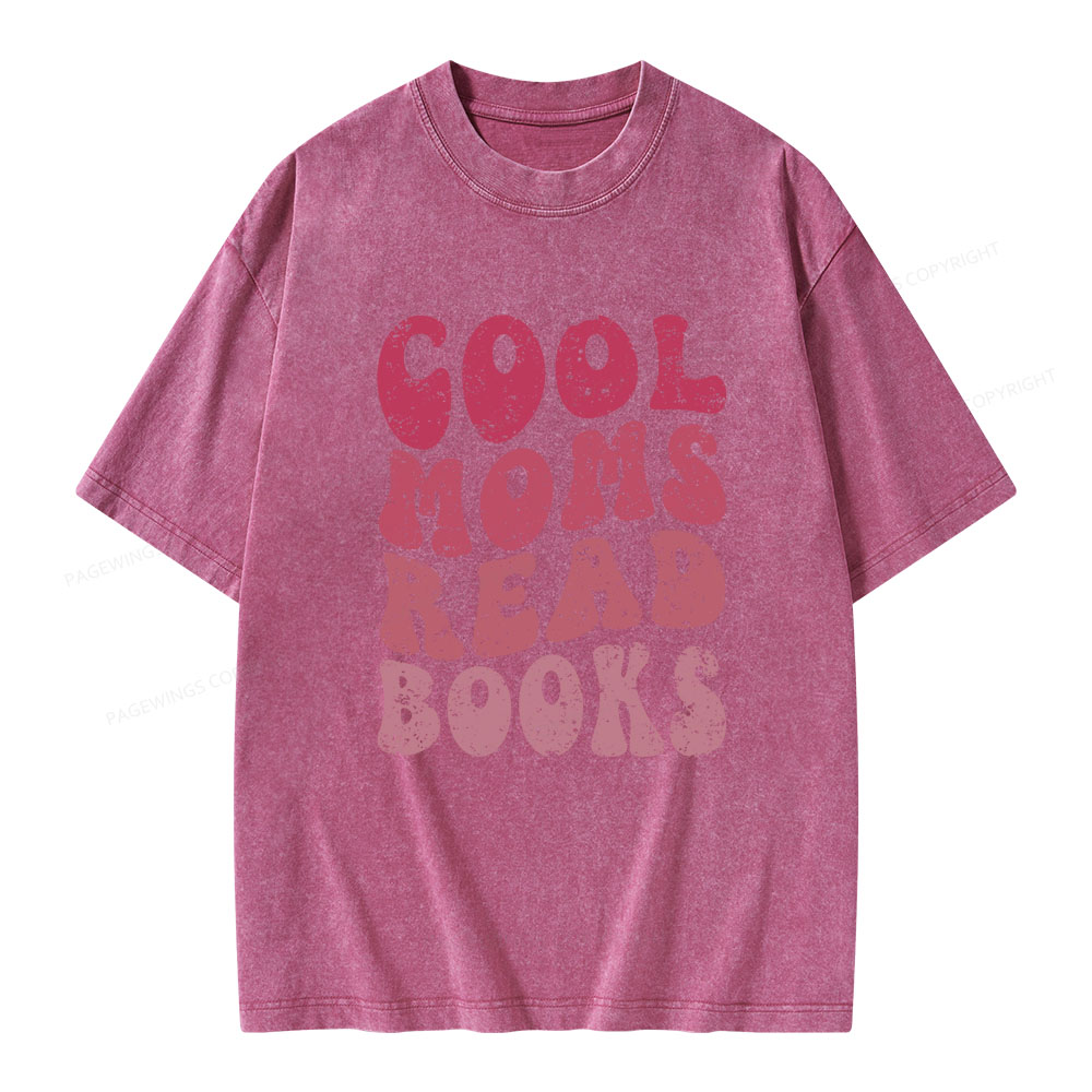 Pagewings Cool Moms Read Books Unisex Washed T-shirt