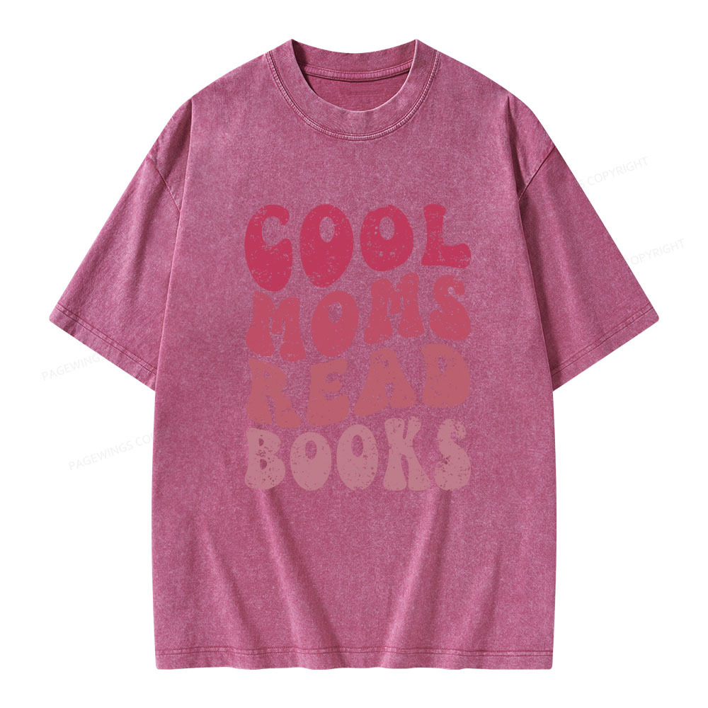Pagewings Cool Moms Read Books Unisex Washed T-shirt