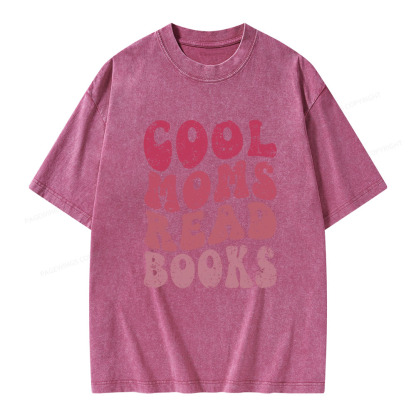 Pagewings Cool Moms Read Books Unisex Washed T-shirt