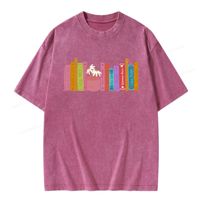 Pagewings Romance Book Tropes Unisex Washed T-shirt