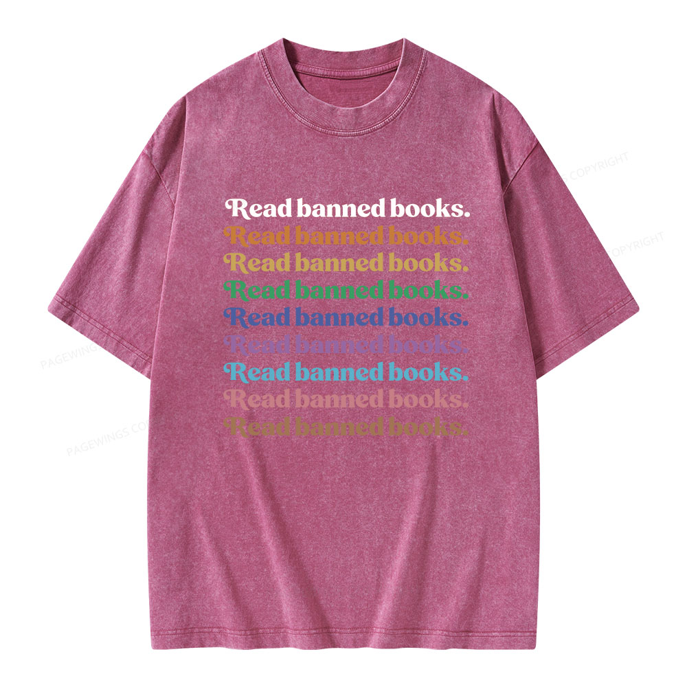 Pagewings Read Banned Books Unisex Washed T-shirt