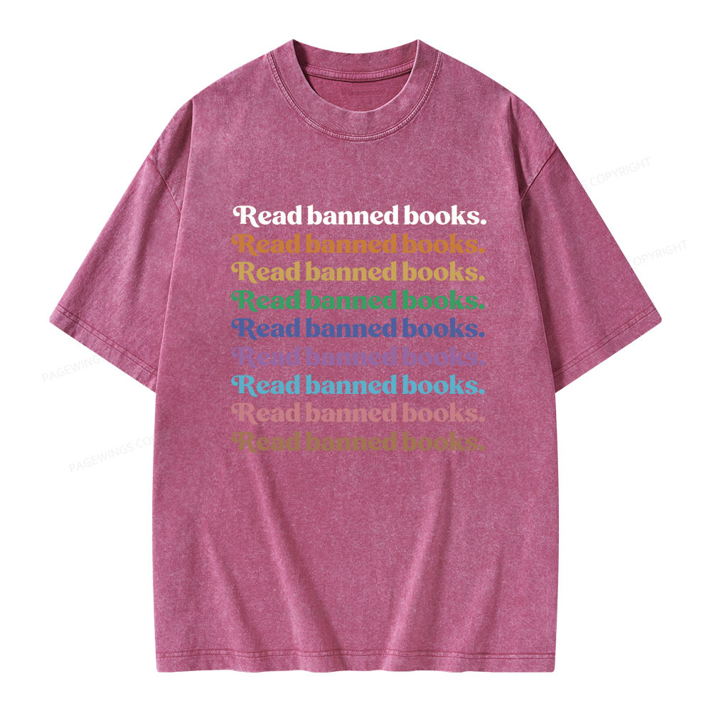 Pagewings Read Banned Books Unisex Washed T-shirt