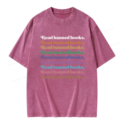 Pagewings Read Banned Books Unisex Washed T-shirt