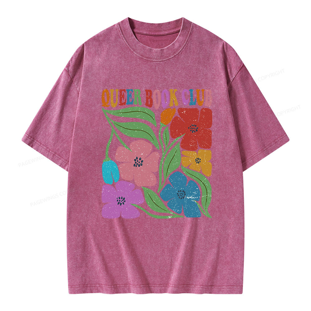 Pagewings Queer Book Club Unisex Washed T-shirt