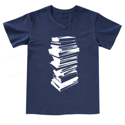 Pagewings Stack of Books V-neck T-shirt