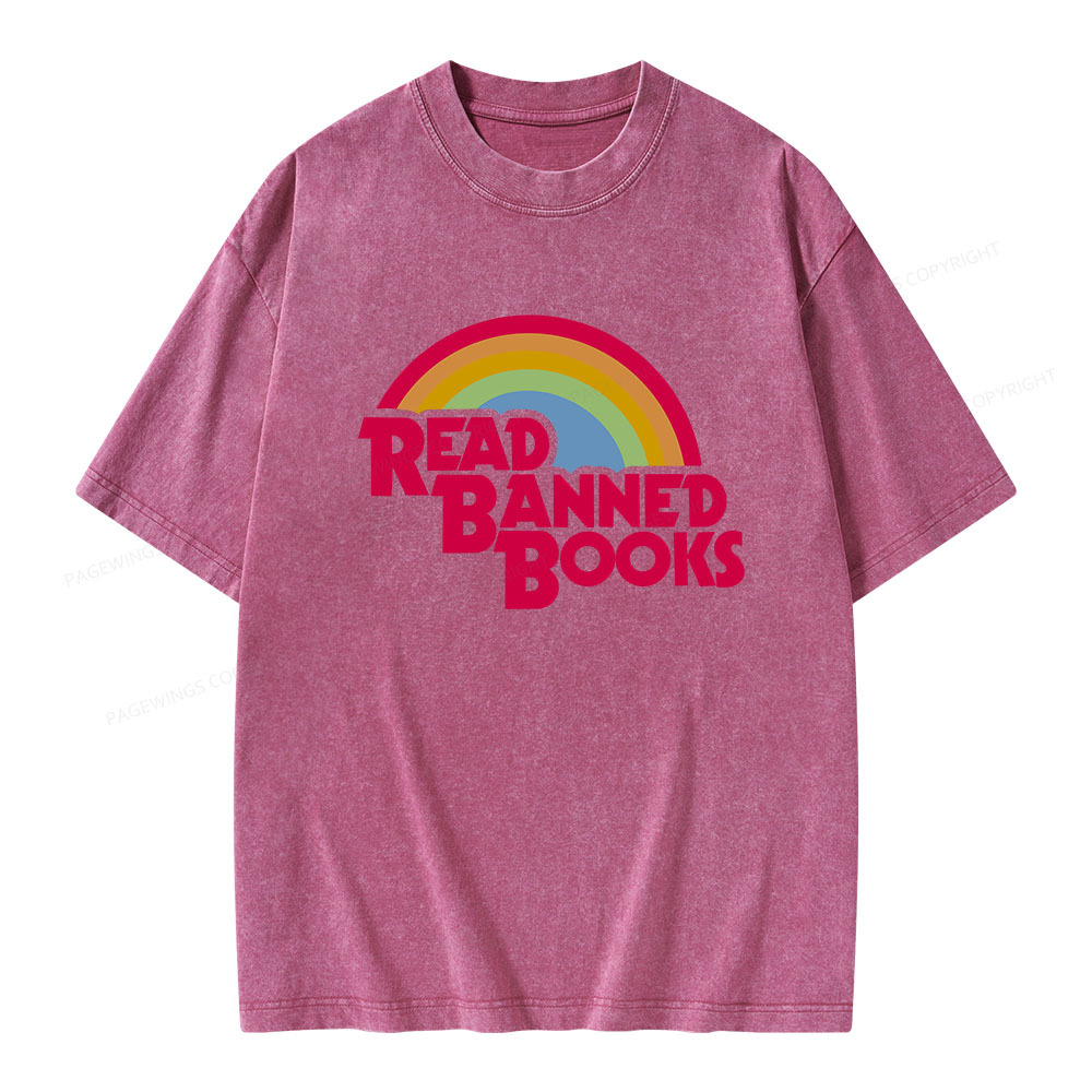 Pagewings Read Banned Books Unisex Washed T-shirt