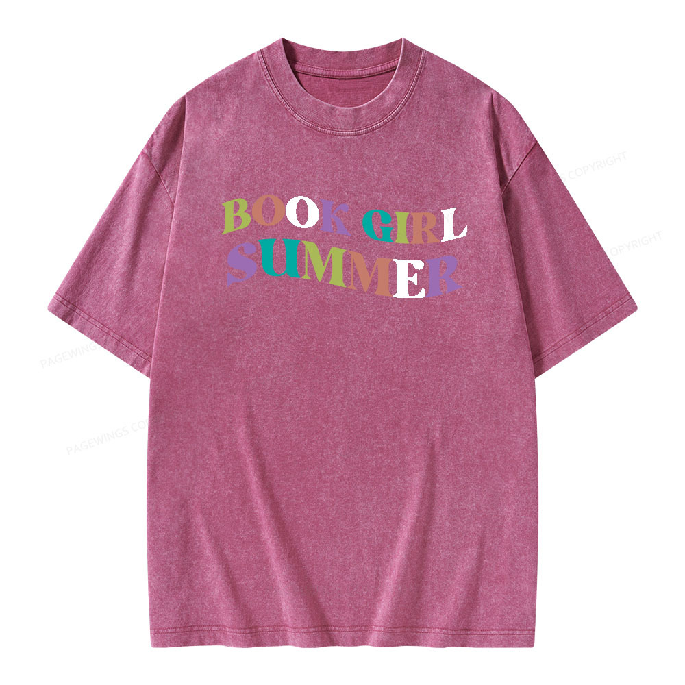 Pagewings Book Girl Summer Unisex Washed T-shirt