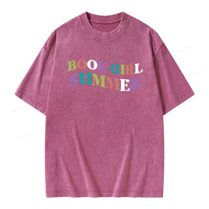 Pagewings Book Girl Summer Unisex Washed T-shirt