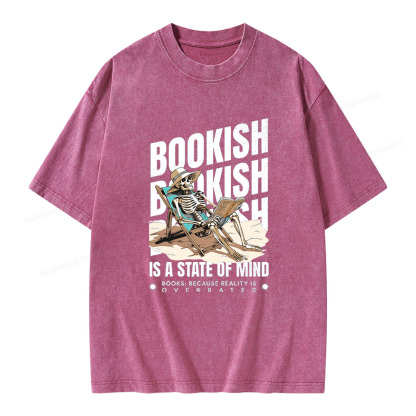 Pagewings Bookish Is A State Of Mind Unisex Washed T-shirt