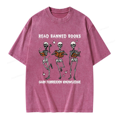 Pagewings Read Banned Books Gain Forbidden Knowledge Unisex Washed T-shirt