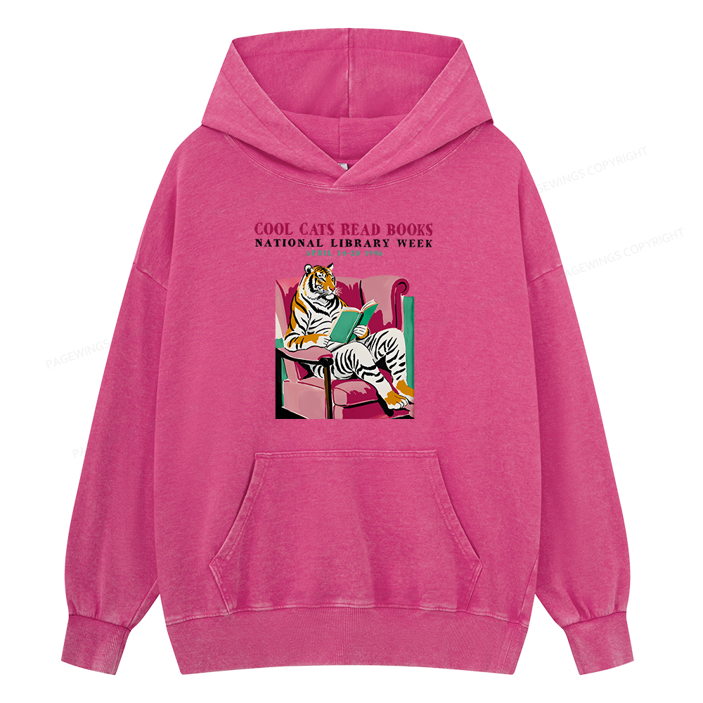 Pagewing Library Week Poster 1996 Unisex Washed Hoodie