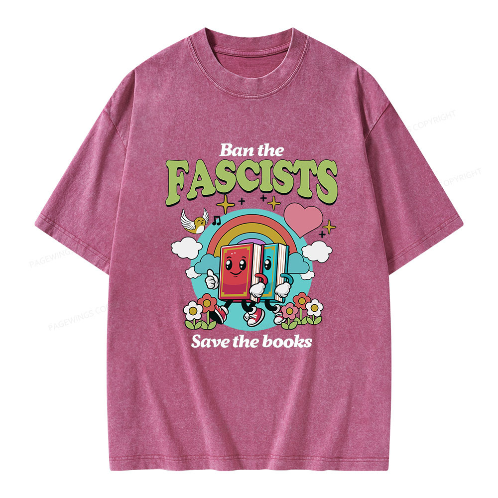 Pagewings Ban the Fascists Save the Books Unisex Washed T-shirt