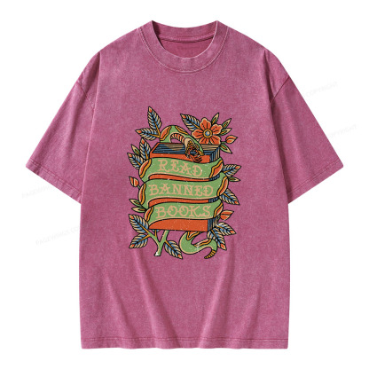 Pagewings Read Banned Books Unisex Washed T-shirt