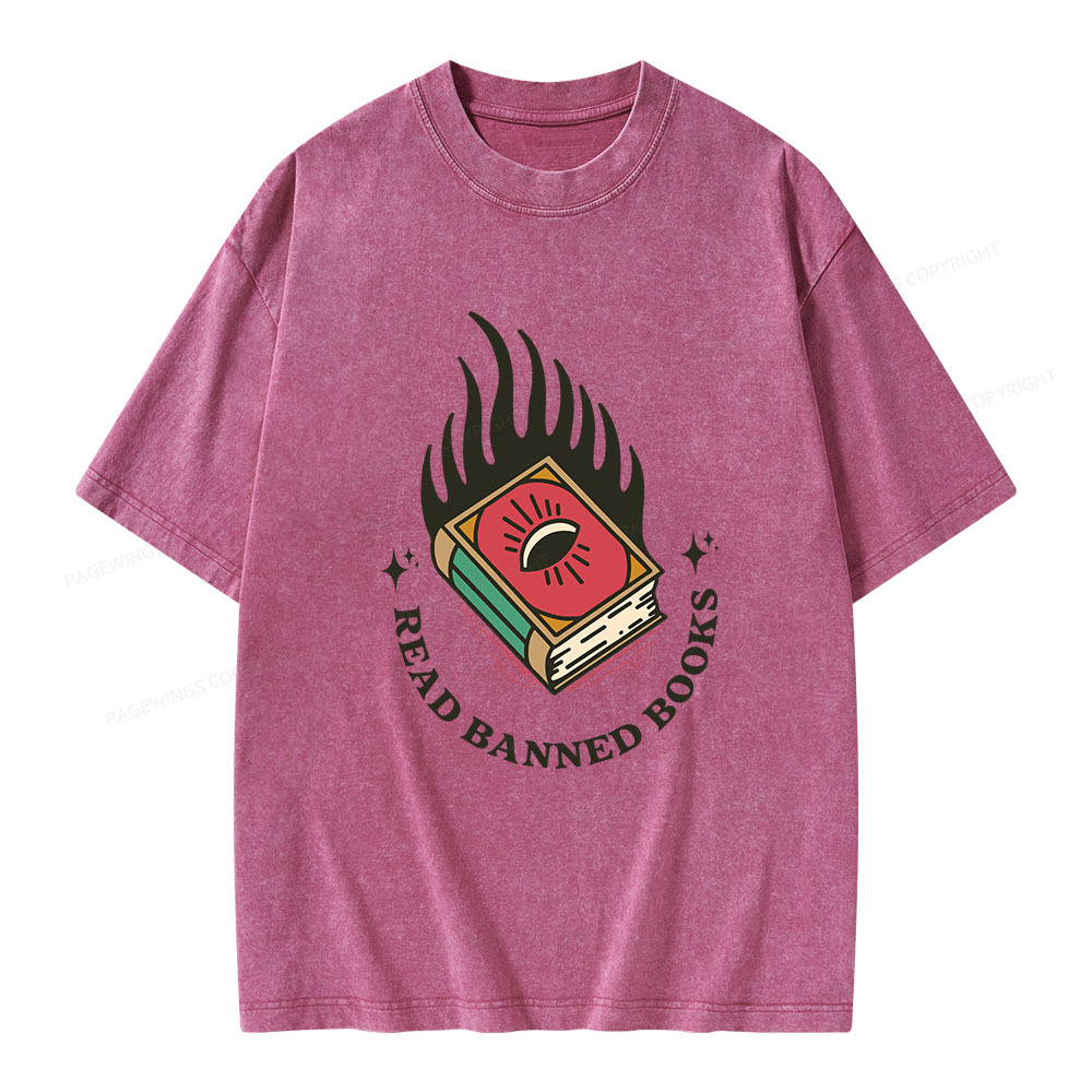 Pagewings Read Banned Books Unisex Washed T-shirt