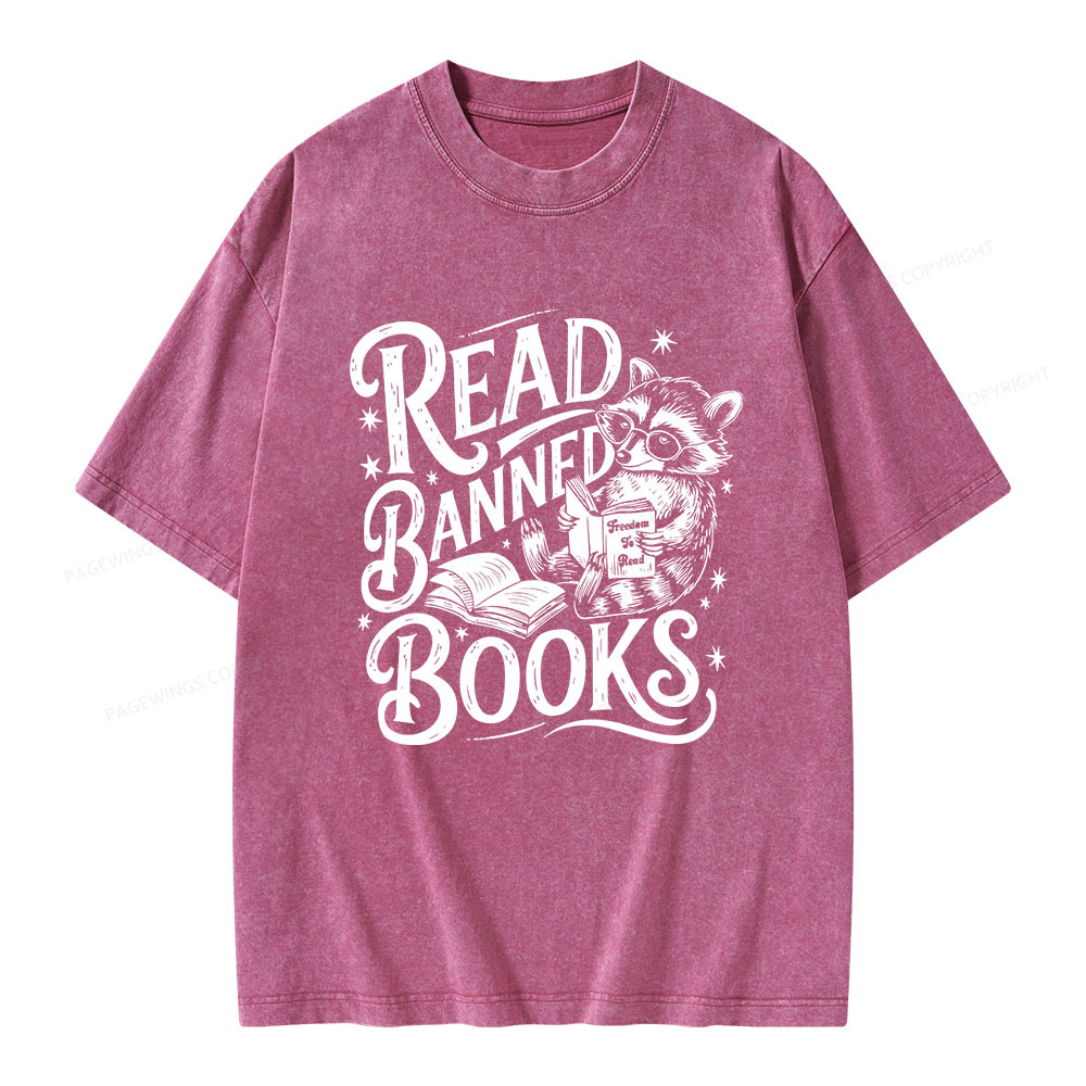 Pagewings Read Banned Books Unisex Washed T-shirt