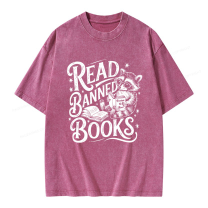 Pagewings Read Banned Books Unisex Washed T-shirt