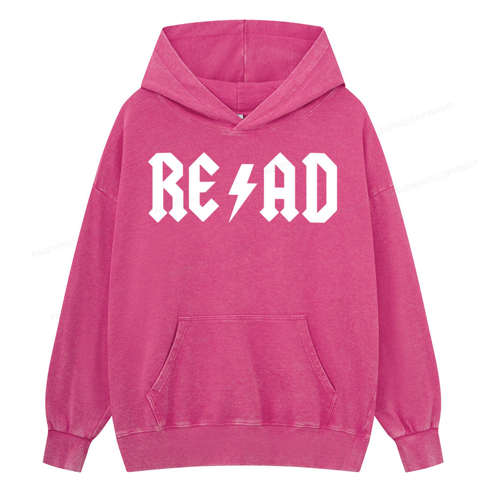 Pagewing Read Back In The Library rock And Roll Unisex Washed Hoodie