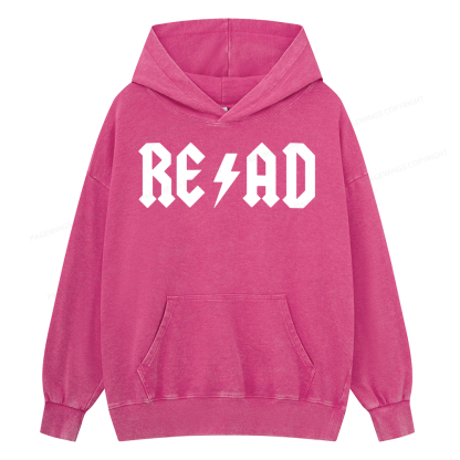 Pagewing Read Back In The Library rock And Roll Unisex Washed Hoodie