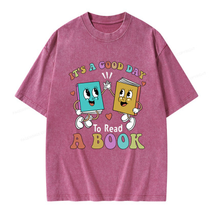 Pagewings It's A Good Day To Read A Book Unisex Washed T-shirt