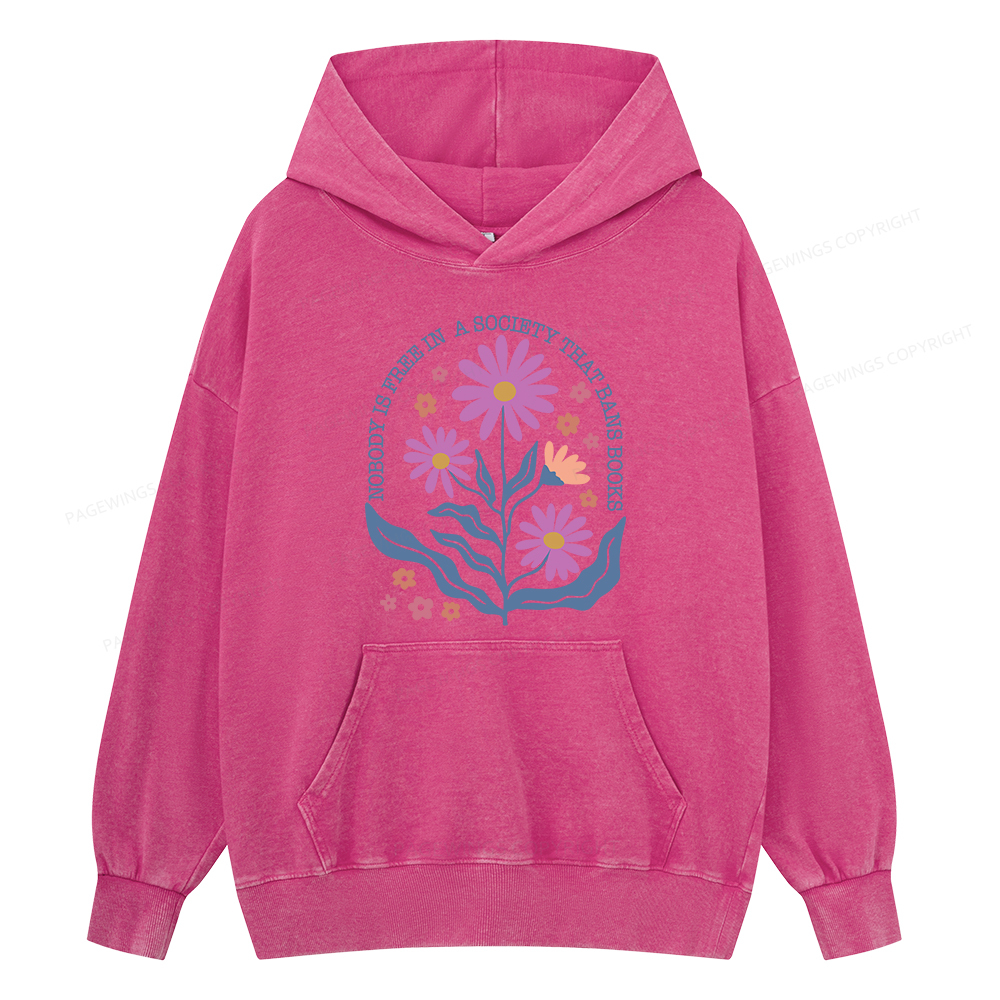 Pagewing Read Banned Books Shirt Social Justice Gift Unisex Washed Hoodie