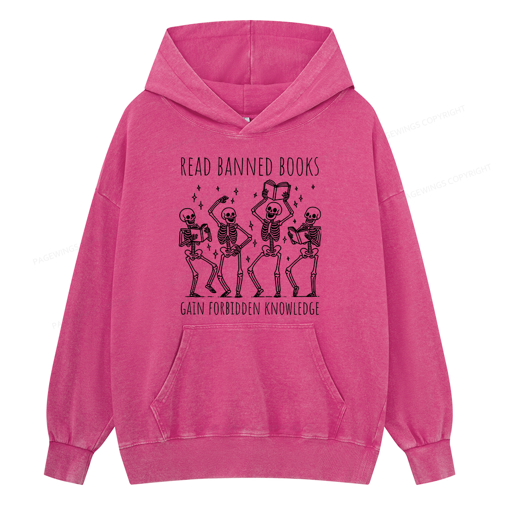 Pagewing Reading Books Tee Book Lover Gift Unisex Washed Hoodie