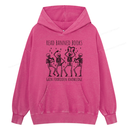 Pagewing Reading Books Tee Book Lover Gift Unisex Washed Hoodie