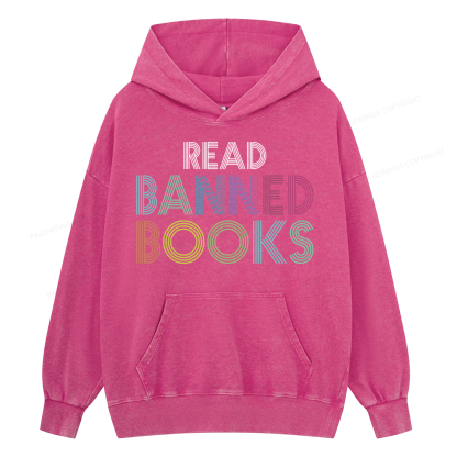 Pagewing Read Banned Books Shirt, Social Justice Gift Unisex Washed Hoodie