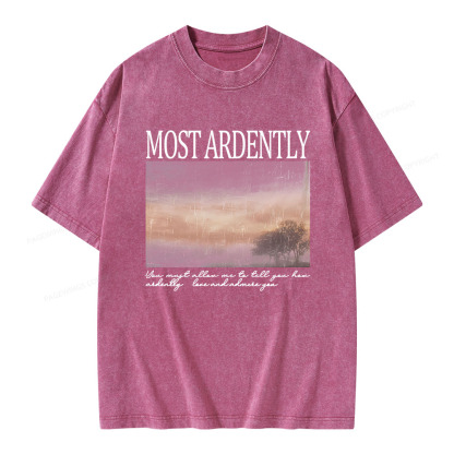 Pagewings Most Ardently Book Lover Unisex Washed T-shirt