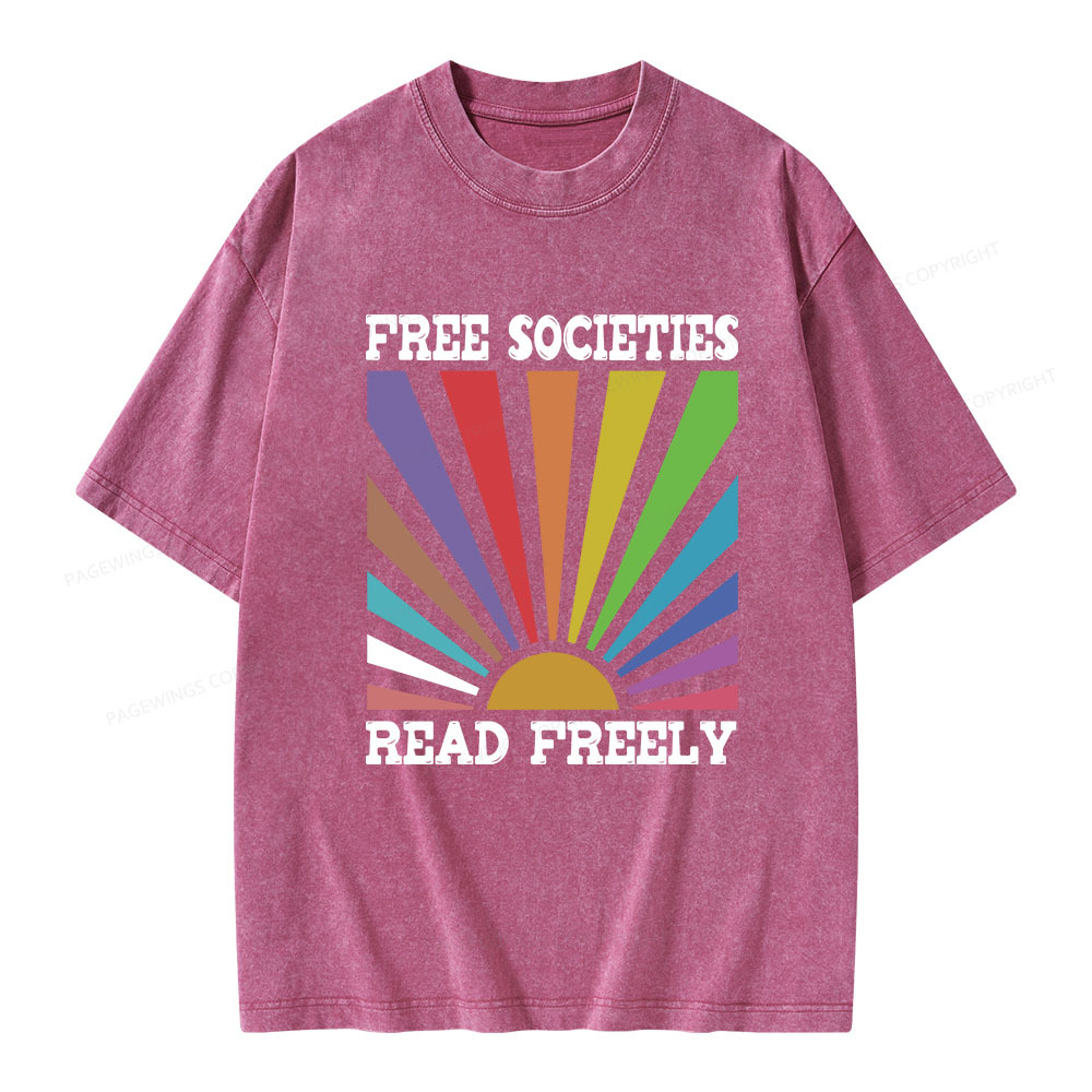 Pagewings Free Societies Read Freely Unisex Washed T-shirt