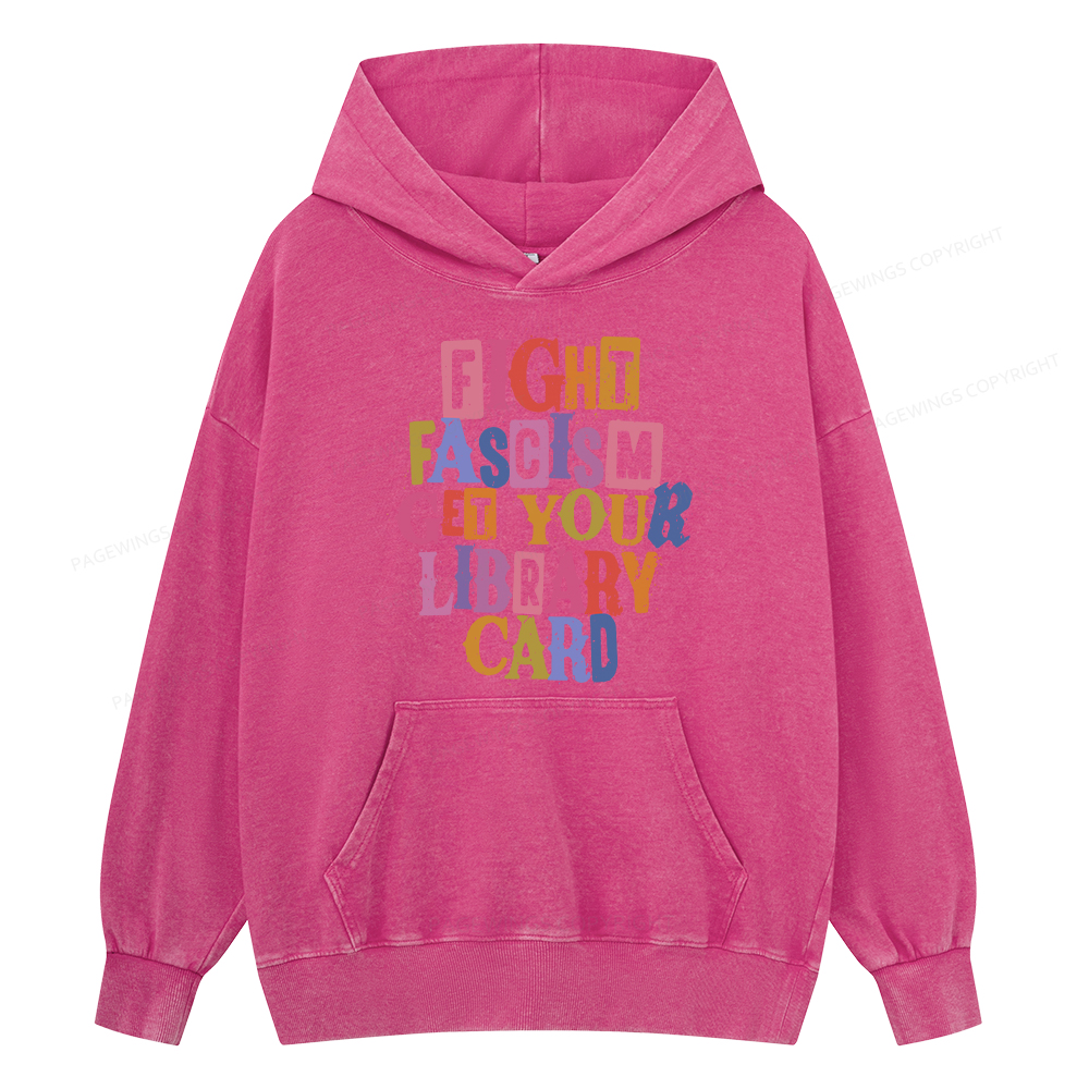Pagewing Get Your Library Card Unisex Washed Hoodie