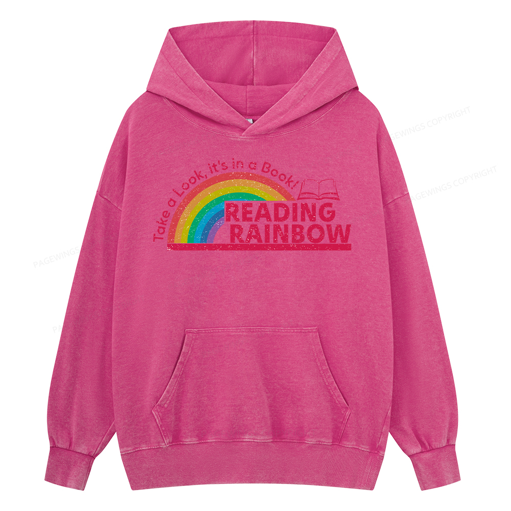 Pagewing Reading Rainbow Unisex Washed Hoodie