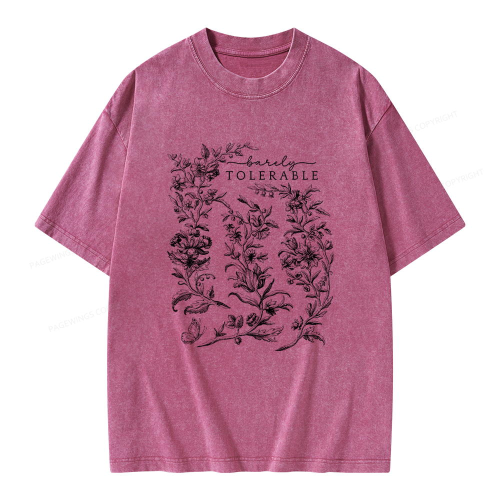 Pagewings Barely Tolerable Pride and Prejudice Gifts Unisex Washed T-shirt