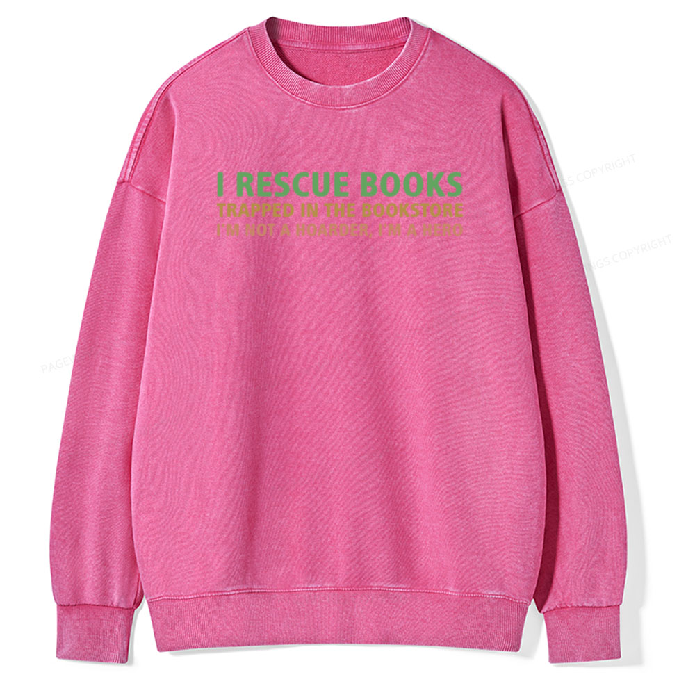 Pagewings Book Lover Shirt, Gift For Bookworms Unisex Washed Sweatshirt