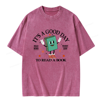 Pagewings Its A Good Day To Read A Book Unisex Washed T-shirt