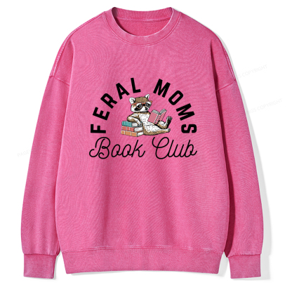 Pagewings Feral Moms Book Club Unisex Washed Sweatshirt