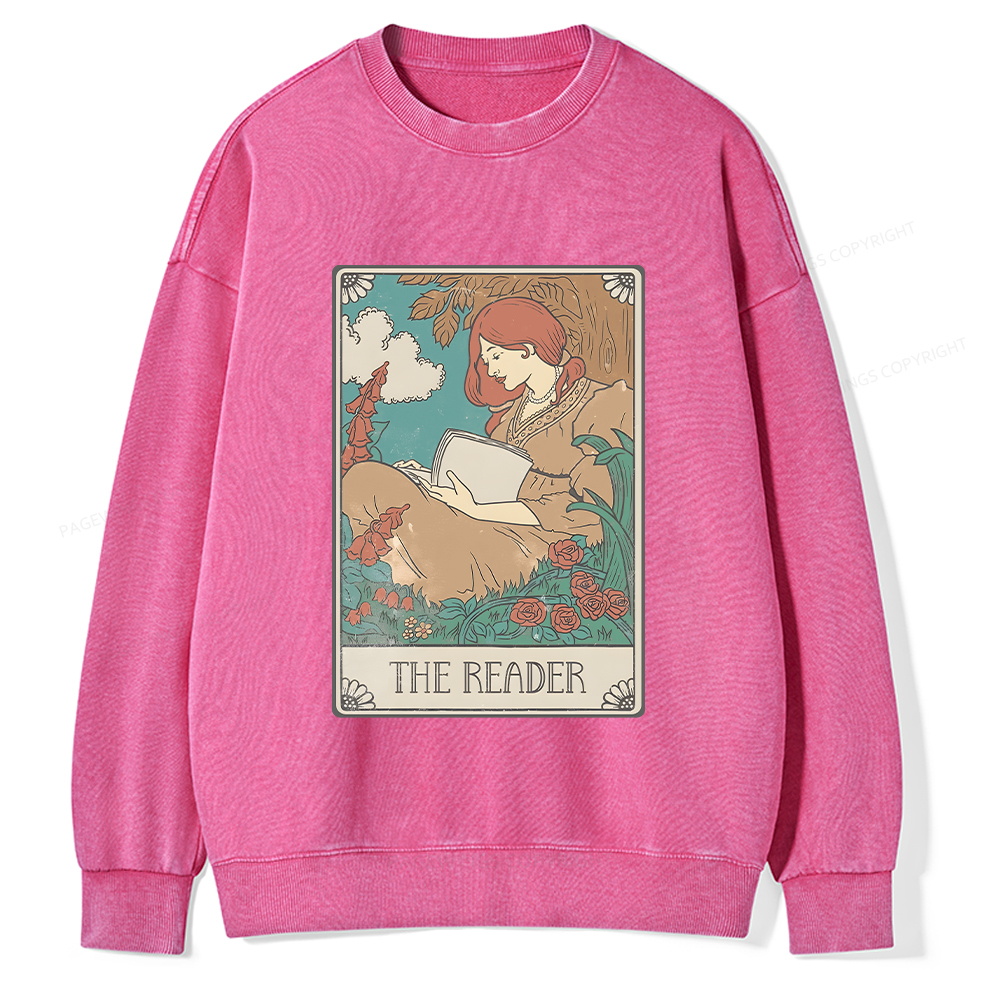 Pagewings Bookish Tarot Card Comfort Colors Unisex Washed Sweatshirt