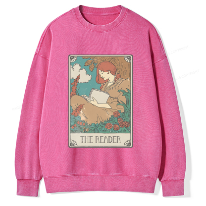 Pagewings Bookish Tarot Card Comfort Colors Unisex Washed Sweatshirt