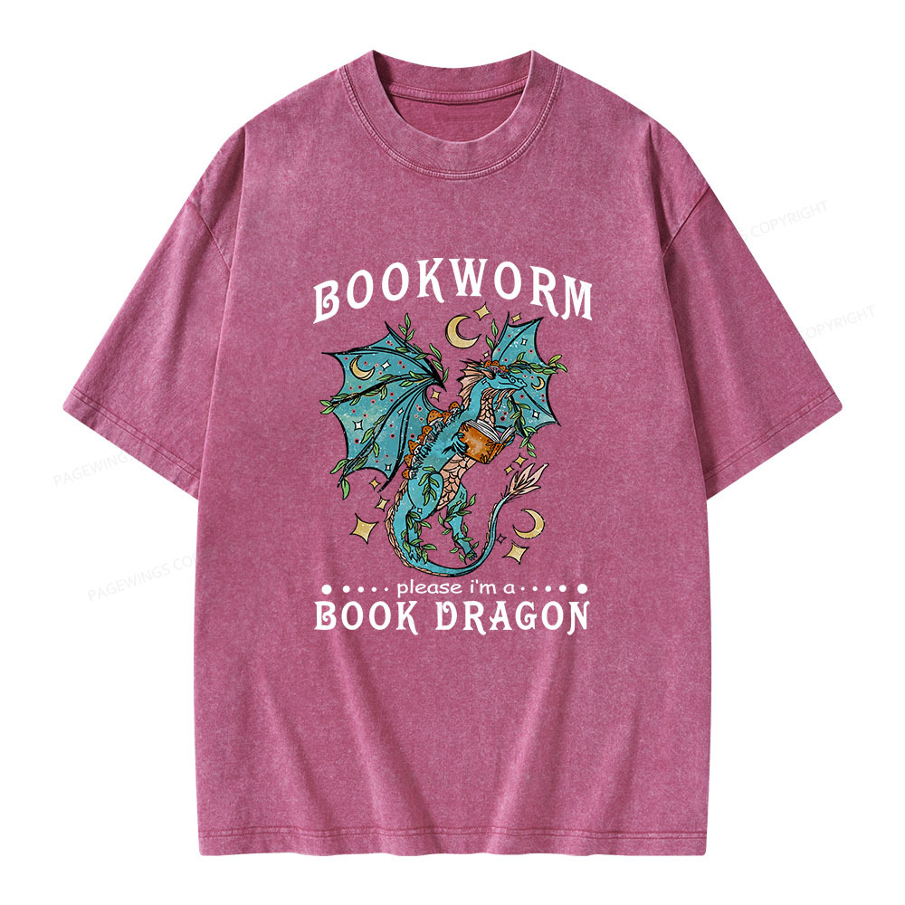Pagewings Bookworm, please I'm a Book Dragon Unisex Washed T-shirt