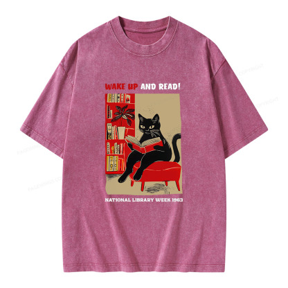 Pagewings Wake Up and Read Unisex Washed T-shirt