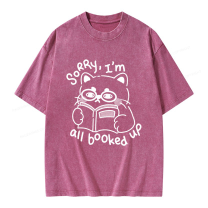 Pagewings Sorry I'm All Booked Up Unisex Washed T-shirt