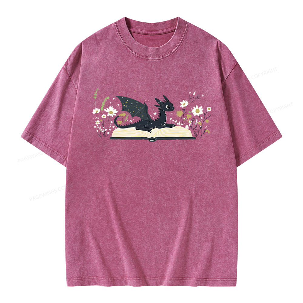 Pagewings Dragon Book Unisex Washed T-shirt