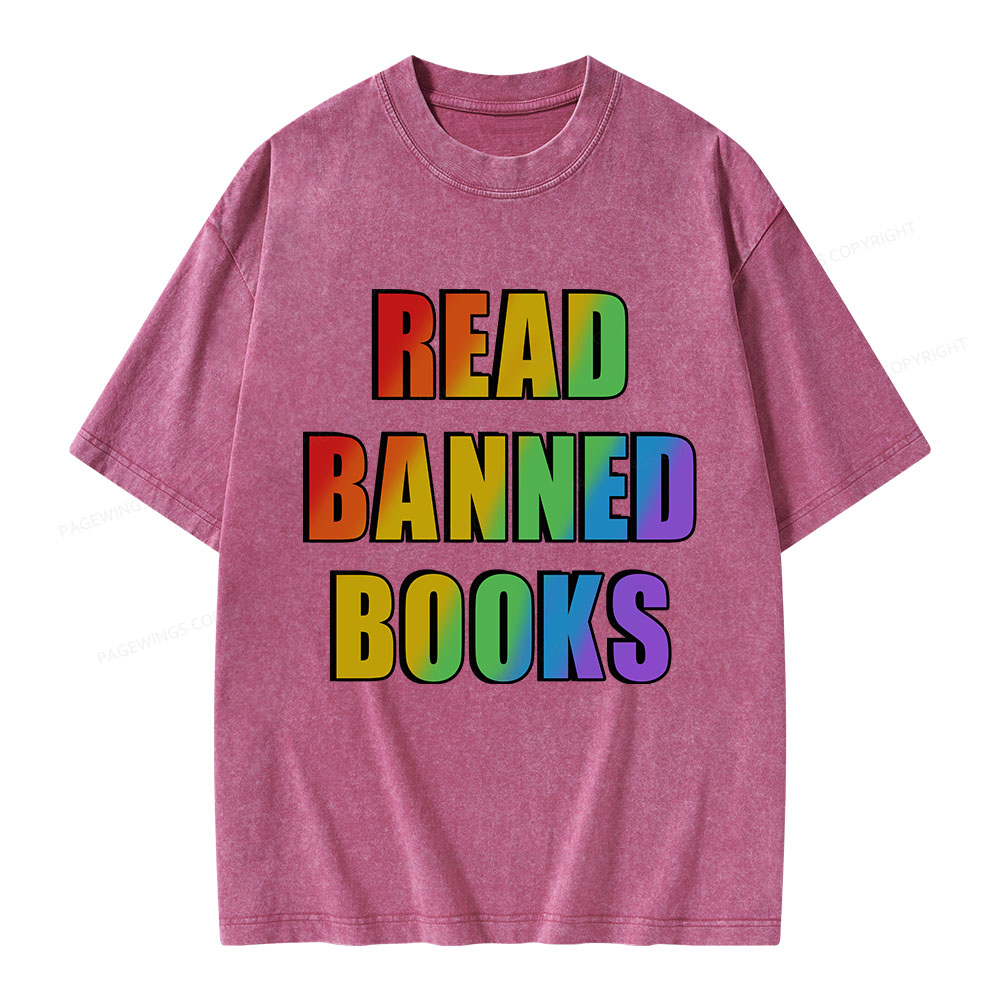 Pagewings Read Banned Books Unisex Washed T-shirt