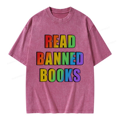 Pagewings Read Banned Books Unisex Washed T-shirt